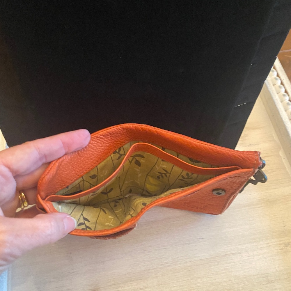Fossil Wallet Orange With Key Charm. Well Used, S… - image 2